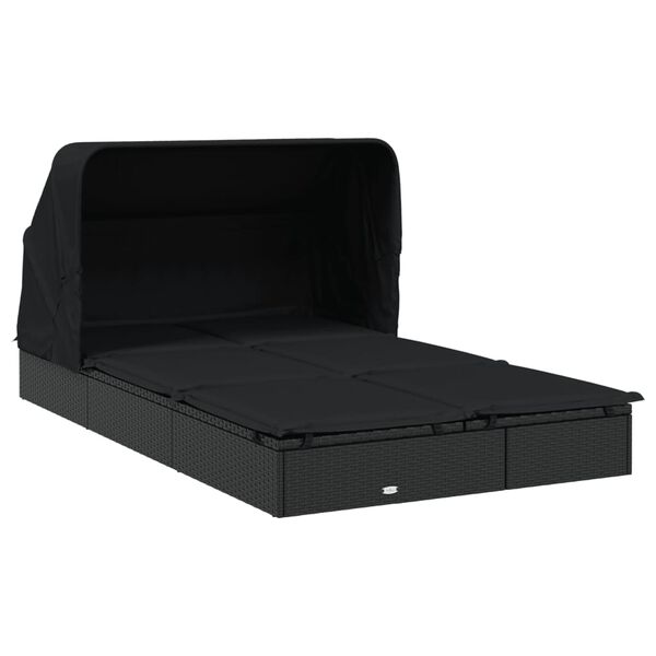 vidaXL Transat 2 places avec toit pliable noir 213x118x97 cm