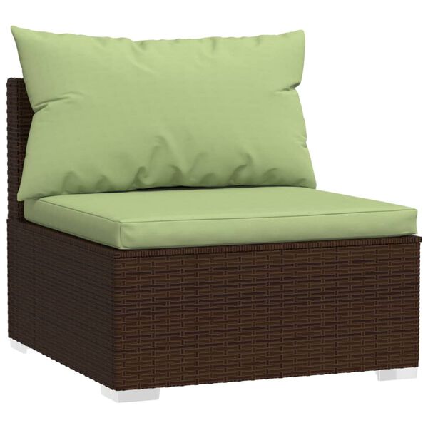 vidaXL Salon de jardin 9 pcs avec coussins r&eacute;sine tress&eacute;e marron