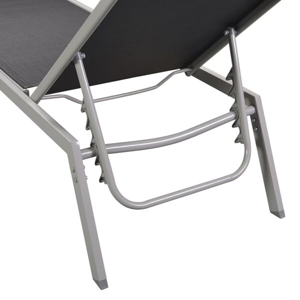 vidaXL Chaises longues lot de 2 avec table acier et textilène noir
