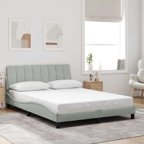 vidaXL Cadre de lit sans matelas Hanko gris clair 137x190 cm velours