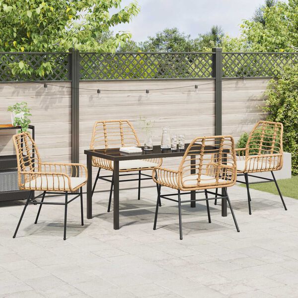 vidaXL Ensemble de salle &agrave; manger pour jardin 5 pcs Marron polyrotin
