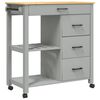 vidaXL Chariot de cuisine MONZA 84x40x88,5 cm gris bois massif de pin