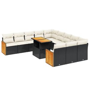 vidaXL Salon de jardin 11 pcs avec coussins noir r&eacute;sine tress&eacute;e