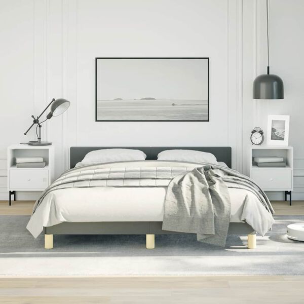vidaXL Cadre de lit sans matelas gris foncé tissu