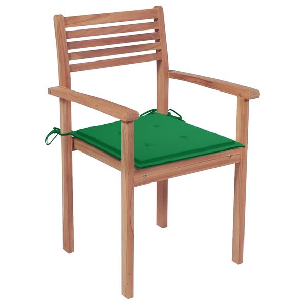 vidaXL Chaises de jardin empilables avec coussins lot de 6 Teck solide