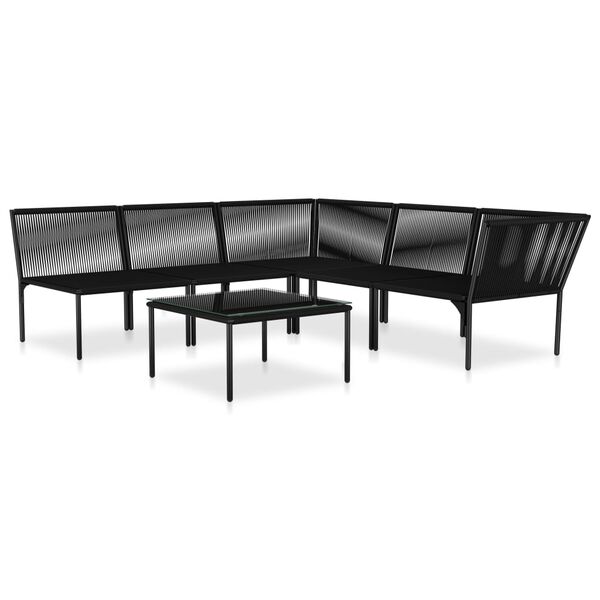 vidaXL Salon de jardin 6 pcs avec coussins Noir PVC