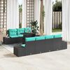 vidaXL Ensemble de canap&eacute; de jardin 8 pcs Noir et turquoise