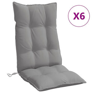 vidaXL Coussins de chaise &agrave; dossier haut lot de 6 gris tissu oxford