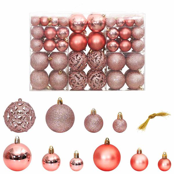 vidaXL Boules de No&euml;l 100 pcs rose et ros&eacute; 3 / 4 / 6 cm