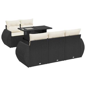 vidaXL Salon de jardin 6 pcs avec coussins noir r&eacute;sine tress&eacute;e