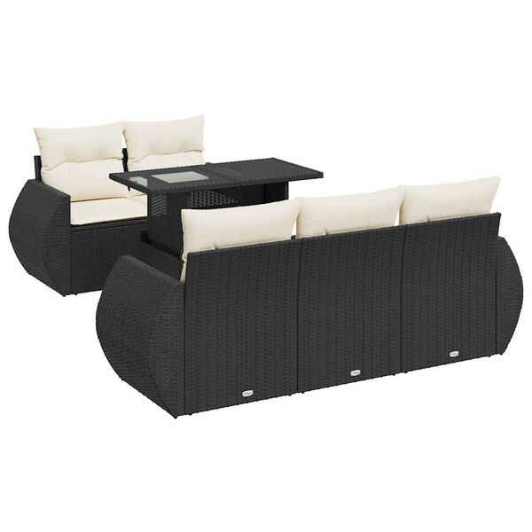 vidaXL Salon de jardin 6 pcs avec coussins noir r&eacute;sine tress&eacute;e