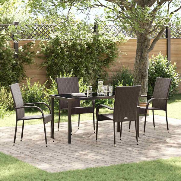 vidaXL Ensemble de salle &agrave; manger pour jardin 5 pcs Marron