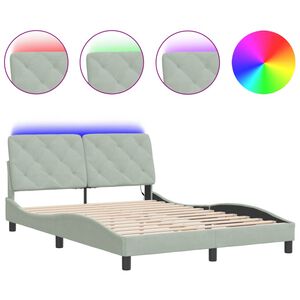 vidaXL Cadre de lit avec LED sans matelas Hanko gris clair 137x190 cm velours