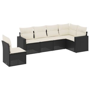 vidaXL Salon de jardin 6 pcs avec coussins noir r&eacute;sine tress&eacute;e
