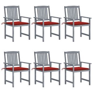 vidaXL Chaises de jardin et coussins lot de 6 Bois acacia massif Gris