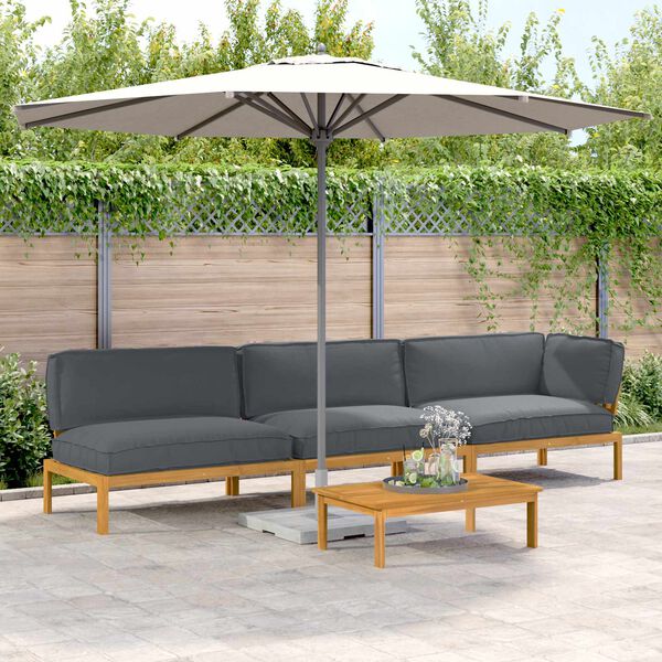 vidaXL Ensemble de Canap&eacute;s Uni 4 pcs Anthracite Bois d'Acacia Massif