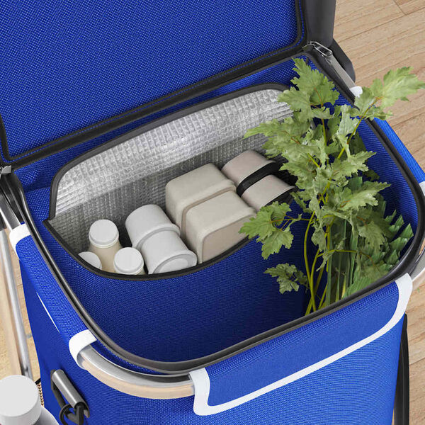 vidaXL Trolley de shopping Bleu 36.5 x 46.5 x 100.5 cm Tissu Oxford