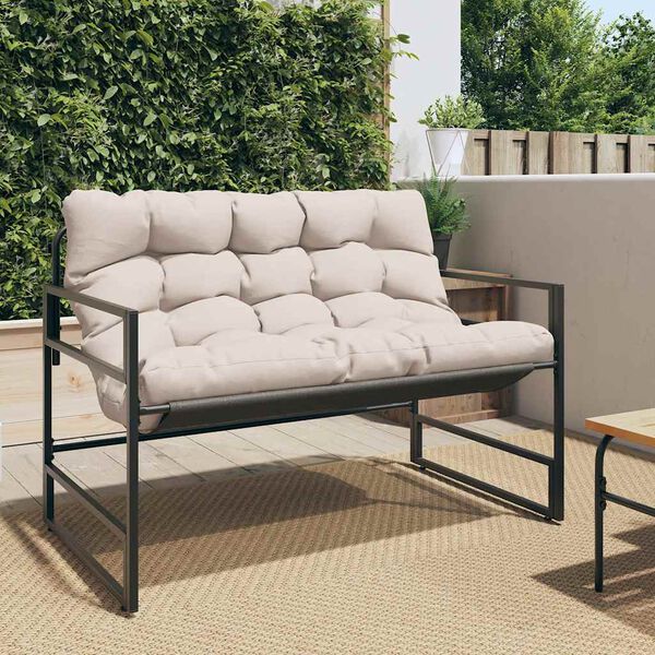 vidaXL Banc de jardin avec coussin taupe 113 cm acier