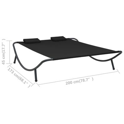 vidaXL Chaise longue d'extérieur tissu noir