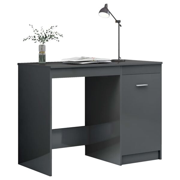 vidaXL Bureau Gris brillant 100x50x76 cm Agglom&eacute;r&eacute;