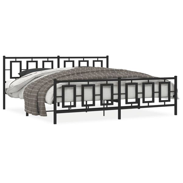 vidaXL Cadre de lit m&eacute;tal sans matelas avec pied de lit noir 193x203cm