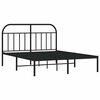 vidaXL Cadre de lit m&eacute;tal sans matelas avec t&ecirc;te de lit noir 135x190cm