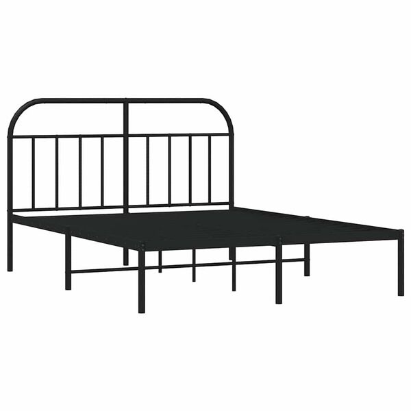 vidaXL Cadre de lit m&eacute;tal sans matelas avec t&ecirc;te de lit noir 135x190cm
