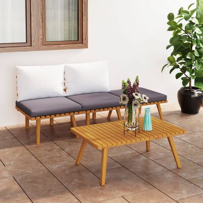 vidaXL Salon de jardin 4 pcs avec coussins Bois d'acacia solide