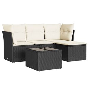 vidaXL Salon de jardin 5 pcs avec coussins noir r&eacute;sine tress&eacute;e