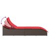 vidaXL Chaise longue pliante coussin rangement marron r&eacute;sine tress&eacute;e