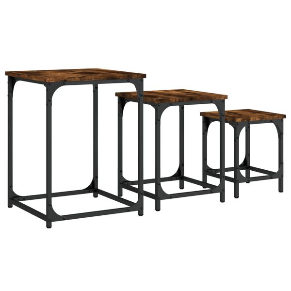 vidaXL Tables basses gigognes 3 pcs chêne fumé bois d'ingénierie