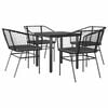 vidaXL Ensemble &agrave; manger de jardin et coussins 5 pcs noir rotin verre
