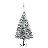 vidaXL Arbre de Noël artificiel pré-éclairé et boules vert 210 cm PVC