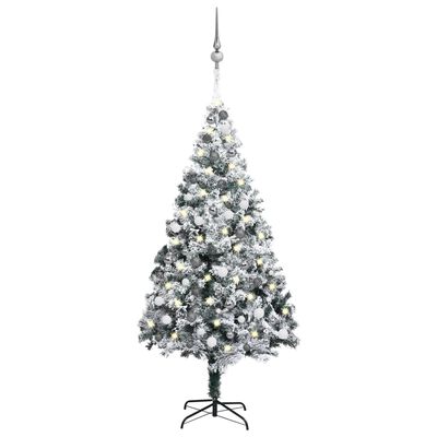 vidaXL Arbre de Noël artificiel pré-éclairé et boules vert 210 cm PVC