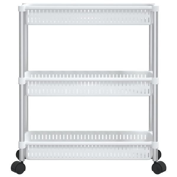 vidaXL Chariot de rangement à 3 niveaux Argenté et blanc Aluminium