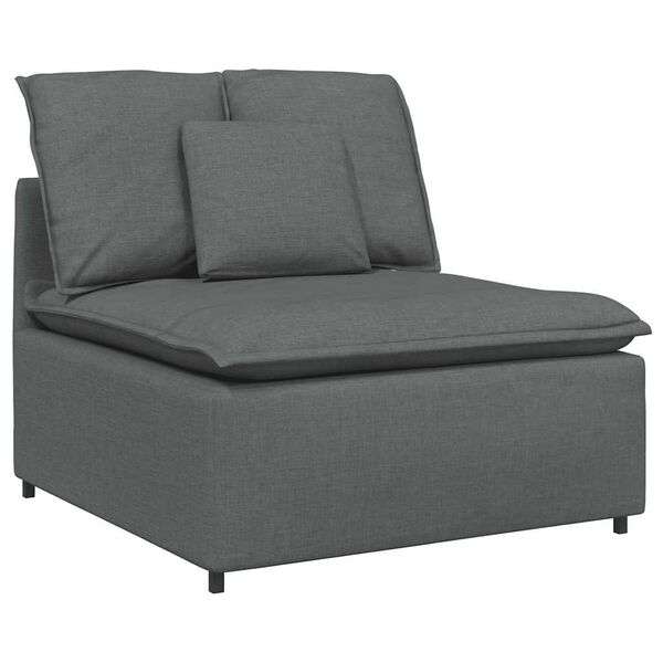 vidaXL Canapé modulaire et repose-pieds et coussins tissu gris foncé