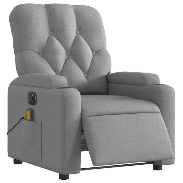 vidaXL Fauteuil inclinable de massage &eacute;lectrique gris clair tissu