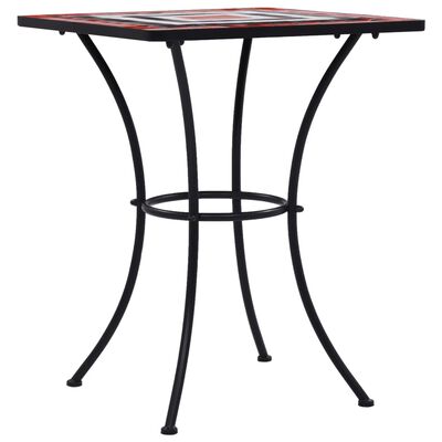 vidaXL Table de bistro mosaïque Terre cuite et blanc 60 cm Céramique