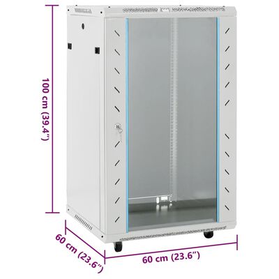 vidaXL Coffret de réseau 18U 19" IP20 gris 60x60x100 cm