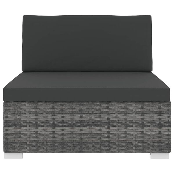 vidaXL Siège central sectionnel avec coussins résine tressée gris