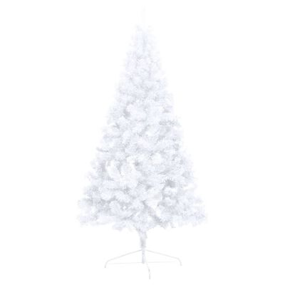 vidaXL Demi-arbre de Noël artificiel pré-éclairé et boules blanc 210cm