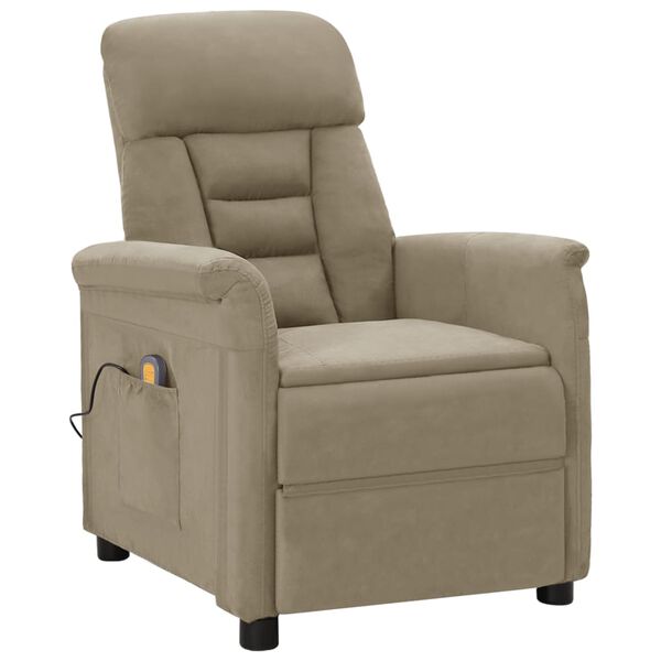 vidaXL Fauteuil de massage &eacute;lectrique gris clair similicuir daim