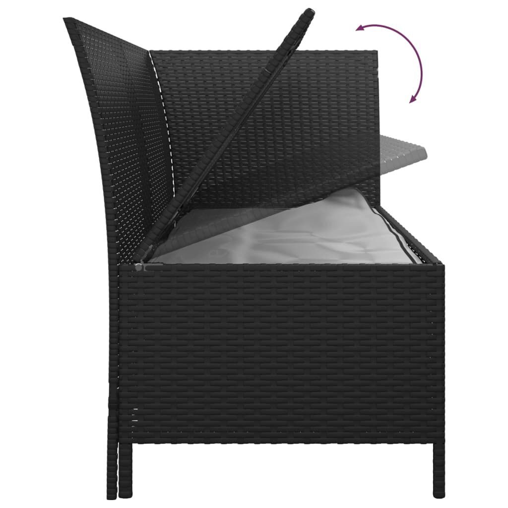 vidaXL Salon de jardin 4 pcs avec coussins Noir Résine tressée