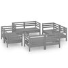 vidaXL Salon de jardin 8 pcs Gris Bois de pin massif