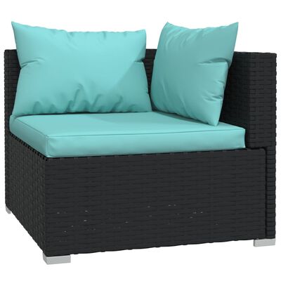 vidaXL Salon de jardin 5 pcs avec coussins Résine tressée Noir