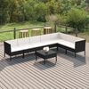 vidaXL Salon de jardin 8 pcs avec coussins r&eacute;sine tress&eacute;e noir