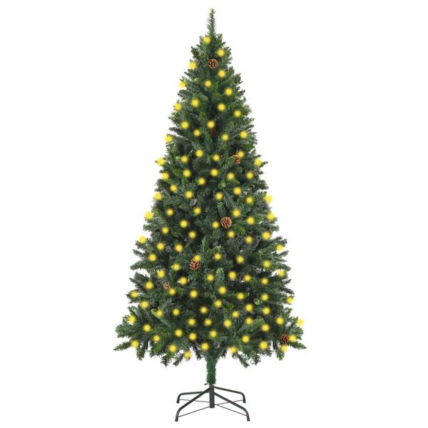 vidaXL Arbre de No&euml;l artificiel pr&eacute;-&eacute;clair&eacute; pommes de pin vert 210 cm