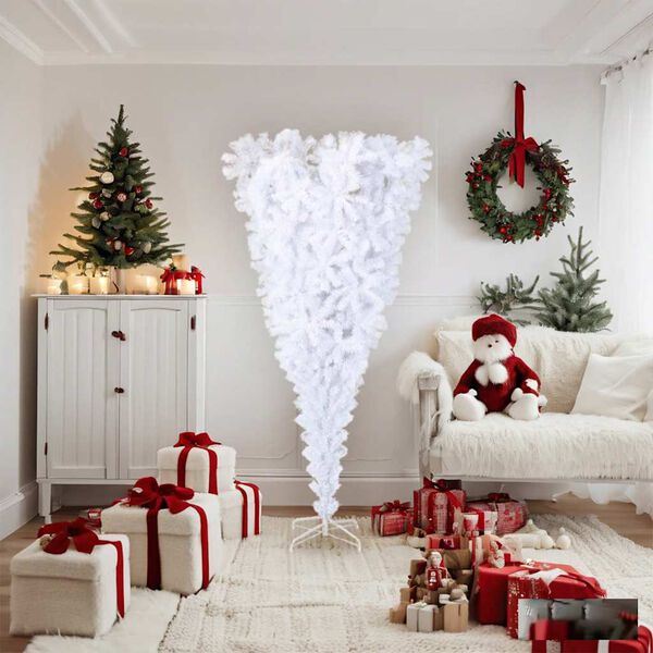 vidaXL Sapin de No&euml;l artificiel renvers&eacute; avec support Blanc 180 cm