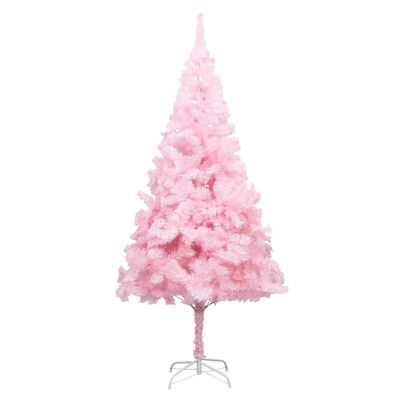 vidaXL Arbre de Noël artificiel pré-éclairé et boules rose 210 cm PVC