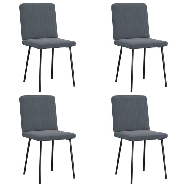 vidaXL Chaises &agrave; manger lot de 4 Gris fonc&eacute; Velours
